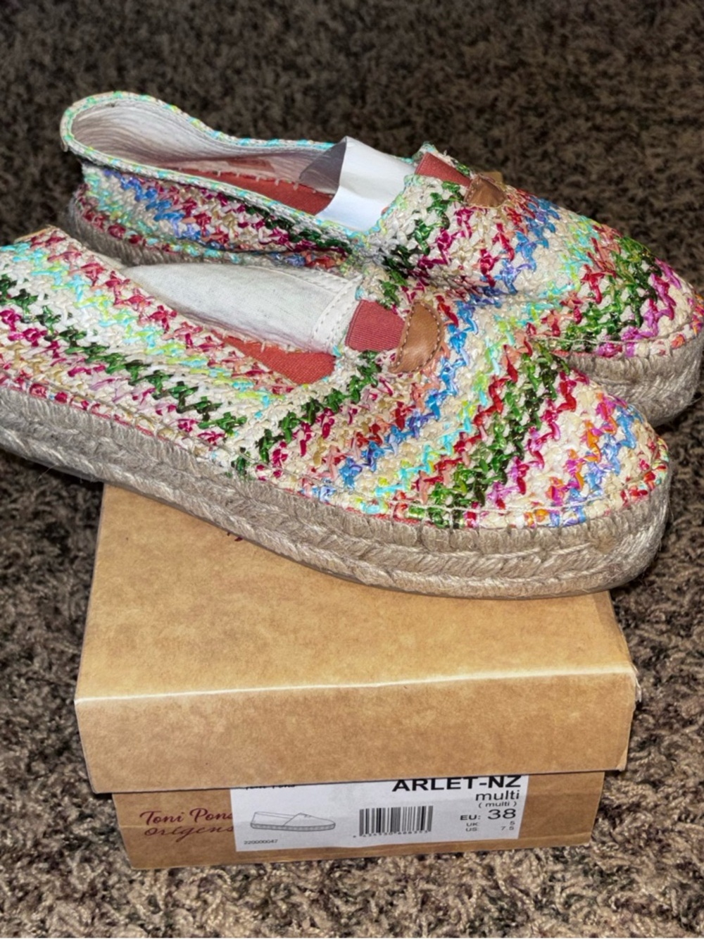 Toni Pons Women’s 38 (7.5) Arlet-NZ Vegan Bohemian Raffia Platform Espadrille